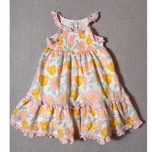 Rachel Zoe Girls Floral Dress,‎ Sleeveless Smocked Tiered Ruffle Dress, Size 3T